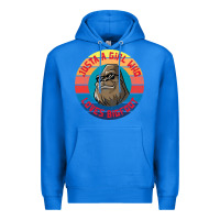 True Royal Retro Sunset Just A Girl Who Loves Bigfoot Premium Hoodie - artisFamous
