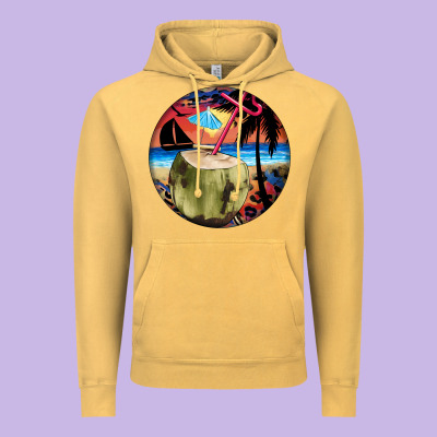 Coconut Drink Colorful Leopard Vintage Hoodie Designed By Barkaloodesign