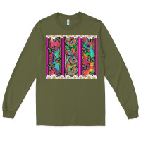 Army Green tie dye hearts and butterfly with flowers Long Sleeve Tee - Artiststas