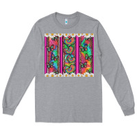 Heather Grey tie dye hearts and butterfly with flowers Long Sleeve Tee - Artiststas