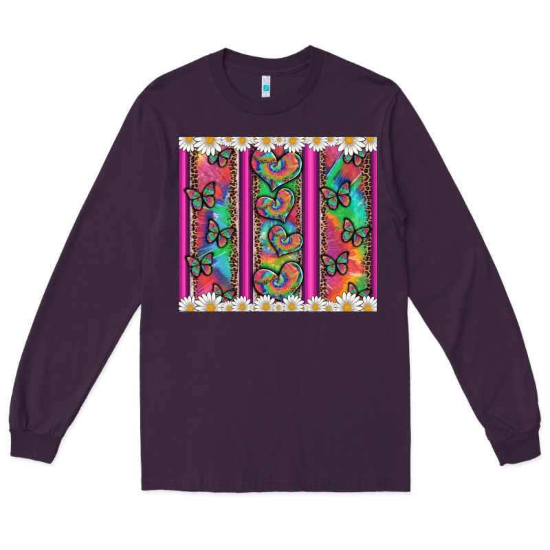 Tie Dye Hearts And Butterfly With Flowers Long Sleeve Tee by Artiststas | Teevron