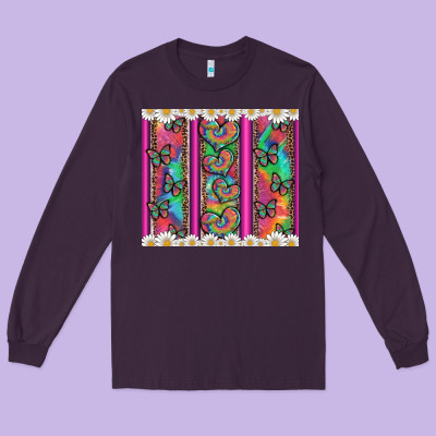Tie Dye Hearts And Butterfly With Flowers Long Sleeve Tee Designed By Artiststas