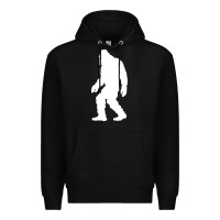 Black bigfoot walking silhouette Premium Hoodie - artisFamous