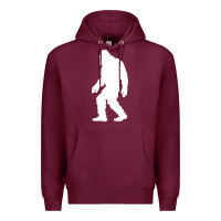 Burgundy bigfoot walking silhouette Premium Hoodie - artisFamous