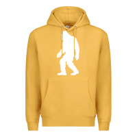 Mustard bigfoot walking silhouette Premium Hoodie - artisFamous