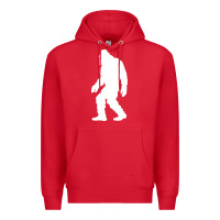 Red bigfoot walking silhouette Premium Hoodie - artisFamous