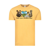 Vintage Mustard Peace Love Percheron Horse Vintage Tee - LillyAllenDesigns
