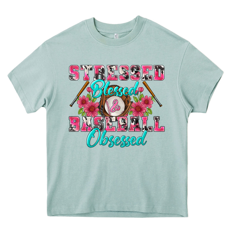 Stressed Blessed & Baseball Obsessed Heavy Core Tee by BundleAndBundleShop | Teevron