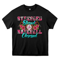 Black stressed blessed & baseball obsessed Heavy Core Tee - BundleAndBundleShop