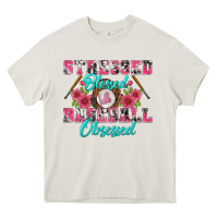 Cream stressed blessed & baseball obsessed Heavy Core Tee - BundleAndBundleShop