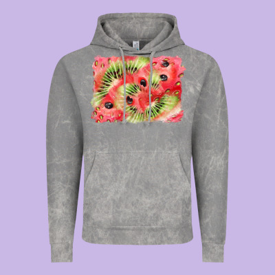 Watermelon Strawberry Kiwi Background Vintage Hoodie Designed By Barkaloodesign