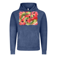 Vintage Denim watermelon strawberry kiwi background Vintage Hoodie - BarkalooDesign