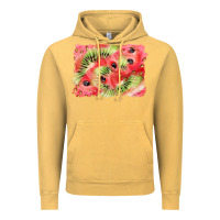 Vintage Mustard watermelon strawberry kiwi background Vintage Hoodie - BarkalooDesign