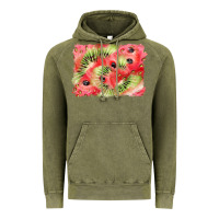 Vintage Olive watermelon strawberry kiwi background Vintage Hoodie - BarkalooDesign