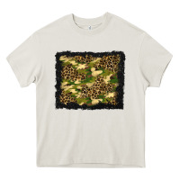 Cream camouflage and leopard background Heavy Core Tee - BundleAndBundleShop