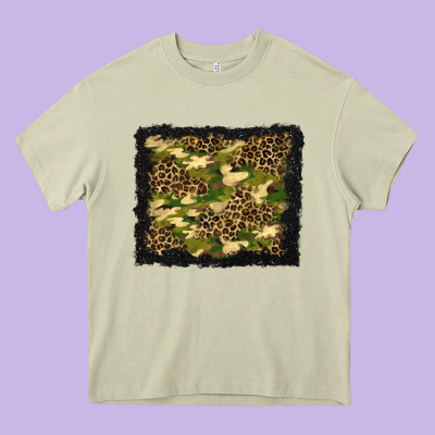 Camouflage And Leopard Background Heavy Core Tee Designed By Bundleandbundleshop