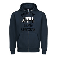 Navy save the chubby unıcorns Zipper Hoodie - Bettercallsaul