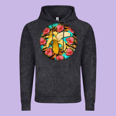 Banana And Strawberries With Tiger Pattern Vintage Hoodie Designed By Barkaloodesign