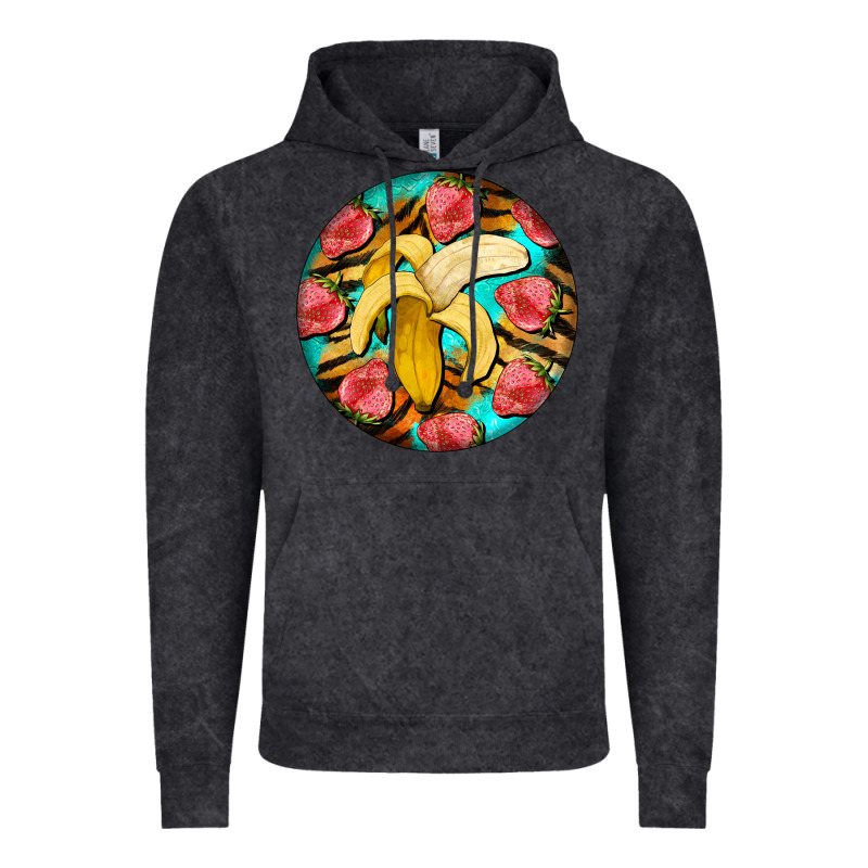 Banana And Strawberries With Tiger Pattern Vintage Hoodie by BarkalooDesign | Teevron