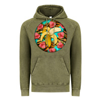 Vintage Olive banana and strawberries with tiger pattern Vintage Hoodie - BarkalooDesign