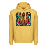 Antique Gold leopard pumpkin with serape background Premium Hoodie - RanaPortraitStore