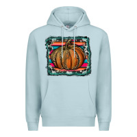 Blue Mist leopard pumpkin with serape background Premium Hoodie - RanaPortraitStore