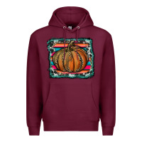 Burgundy leopard pumpkin with serape background Premium Hoodie - RanaPortraitStore
