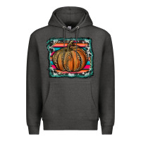Charcoal Heather leopard pumpkin with serape background Premium Hoodie - RanaPortraitStore