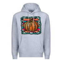 Heather Grey leopard pumpkin with serape background Premium Hoodie - RanaPortraitStore