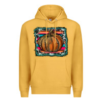 Mustard leopard pumpkin with serape background Premium Hoodie - RanaPortraitStore