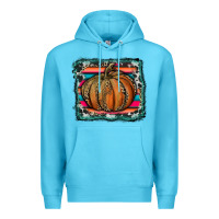 Ocean Blue leopard pumpkin with serape background Premium Hoodie - RanaPortraitStore