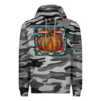 Slate Camo leopard pumpkin with serape background Premium Hoodie - RanaPortraitStore