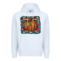 White leopard pumpkin with serape background Premium Hoodie - RanaPortraitStore