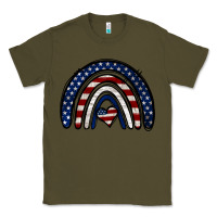 Army Green USA American Flag Rainbow Classic Tee - Jasminsmagicworld