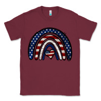 Burgundy USA American Flag Rainbow Classic Tee - Jasminsmagicworld