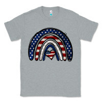 Heather Grey USA American Flag Rainbow Classic Tee - Jasminsmagicworld