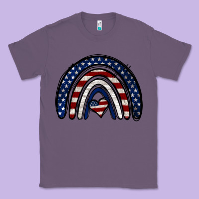 Usa American Flag Rainbow Classic Tee Designed By Jasminsmagicworld