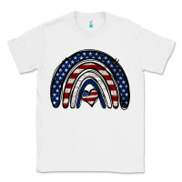 White USA American Flag Rainbow Classic Tee - Jasminsmagicworld