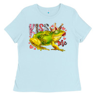 Baby Blue kiss me frog Ladies Tee - RacoonDesign