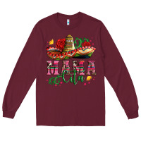 Burgundy mama cita with sombrero hat and roses Long Sleeve Tee - Artiststas