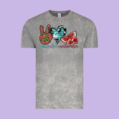 Peace Love Watermelon Vintage Tee Designed By Sublimationcraftshop