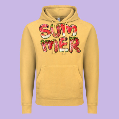 Summer Watermelon And Strawberry Vintage Hoodie Designed By Barkaloodesign