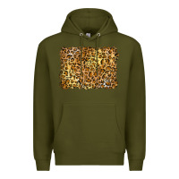 Army Green handdrawn leopard pattern yellow Premium Hoodie - BarkalooDesign