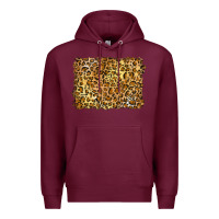 Burgundy handdrawn leopard pattern yellow Premium Hoodie - BarkalooDesign