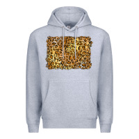 Heather Grey handdrawn leopard pattern yellow Premium Hoodie - BarkalooDesign