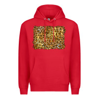 Red handdrawn leopard pattern yellow Premium Hoodie - BarkalooDesign