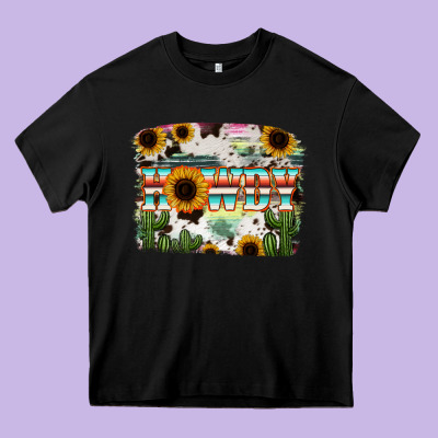 Howdy Serape And Sunflower Heavy Core Tee Designed By Ranaportraitstore