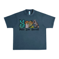 Midnight Navy Peace love raccoon Urban Heavy Tee - LillyAllenDesigns