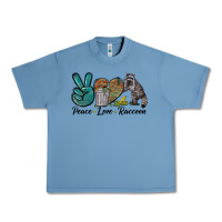 Pebble Blue Peace love raccoon Urban Heavy Tee - LillyAllenDesigns