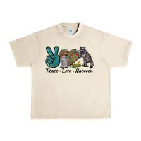 Sandshell Peace love raccoon Urban Heavy Tee - LillyAllenDesigns